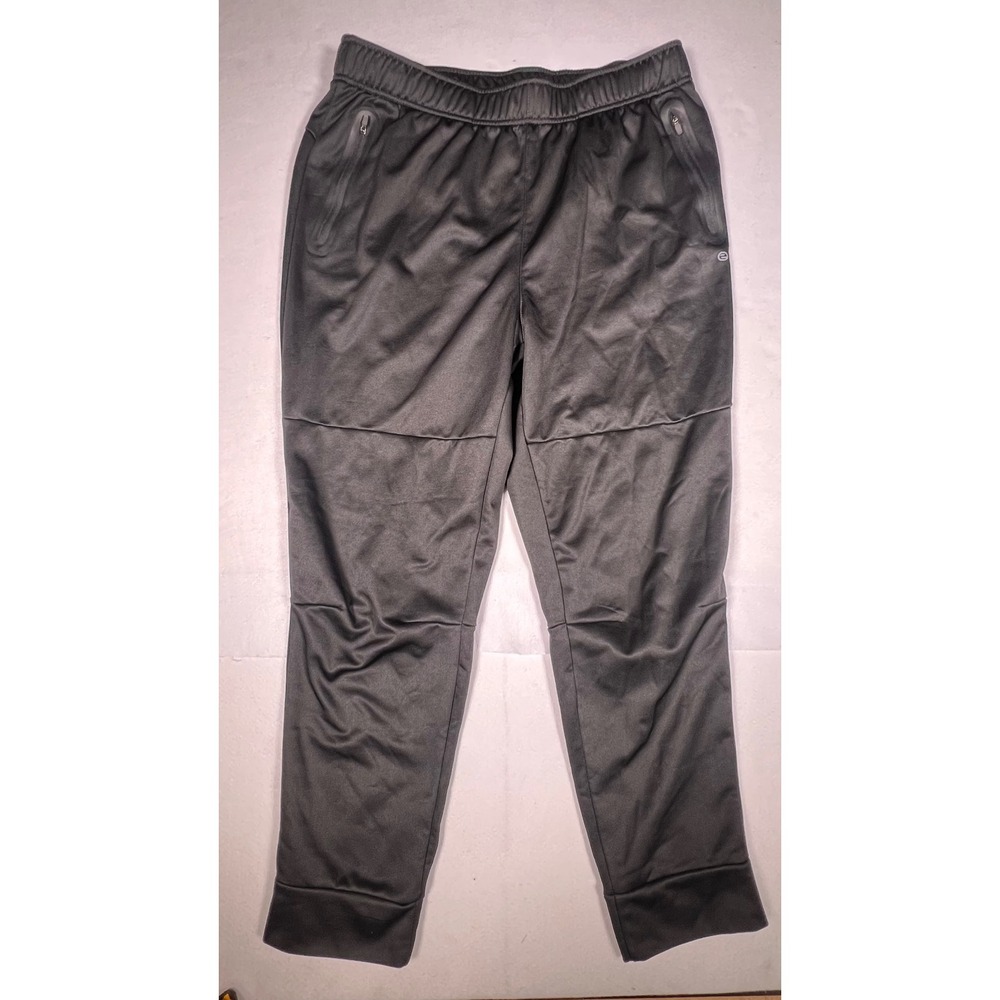 Etonic Mens Black Active Jogger Pants XL Zipper Pockets Tapered Leg Polyester